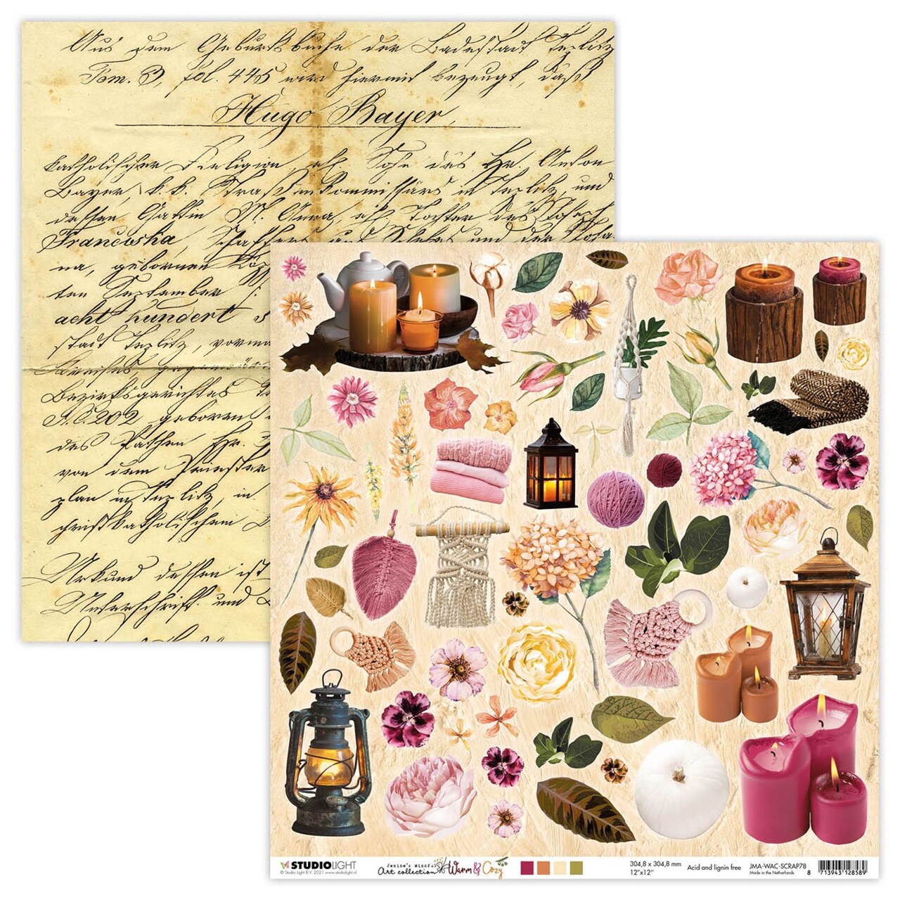 Studio Light JMA Scrap Paper 200gr Warm & Cozy 304.8x304.8x0.2mm 1 sh nr.78